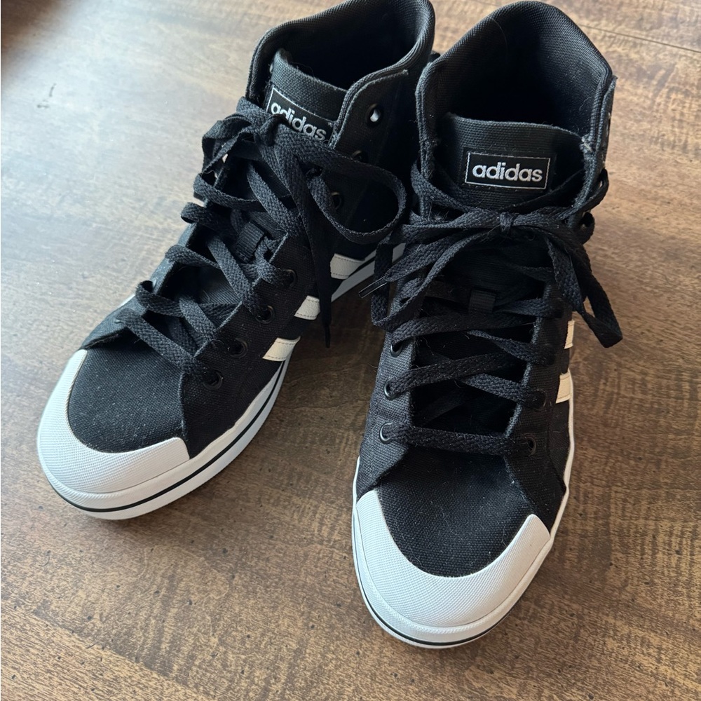 Adidas Black and White High-Tops